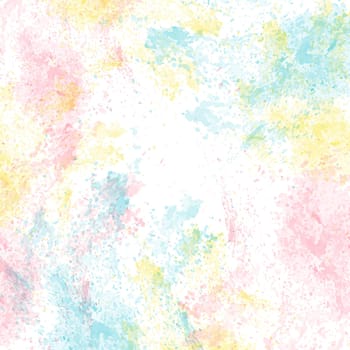 Color paint splatter background in pastel color. Vector square template with splashes and drops.