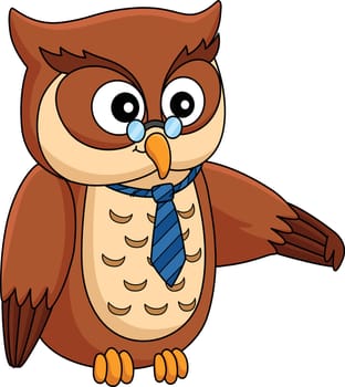 This cartoon clipart shows an Owl with a Necktie illustration.