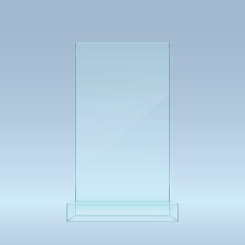 illustration of transparent glass showcase on blue background