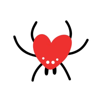 A heart-shaped spider. Vector icon for Valentines Day. Vector illustration