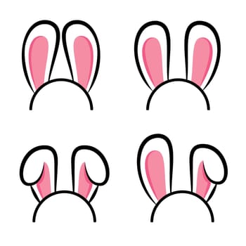 collection of Bunny ears.Bunny ears mask set.Collection of Easter illustrations. Vector illustration