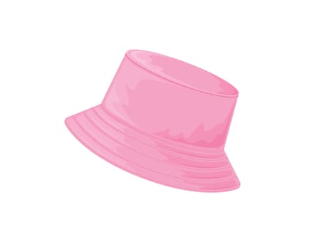 Panama hat. Pink summer headdress for women or a child. Beach fashion. Vector illustration isolated on a white background. Protection from the sun