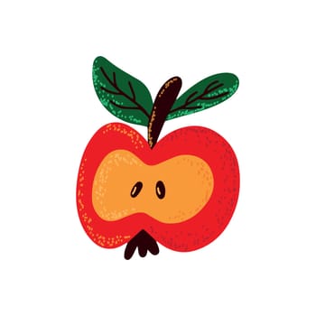 Red apple on a white background.Hand-drawn vector illustration