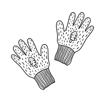 Warm winter knitted gloves with a pattern. vector illustration in the Doodle style. Knitted things for hands. Fashionable winter accessory. Handmade gloves. Vector illustration