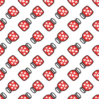 Seamless pattern of Jars with heart. Pattern for Valentines day