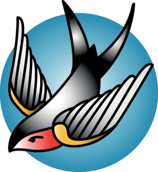 swallow tattoo in the old school style. Vector illustration