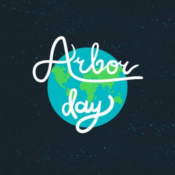 Save Our Planet Concept With Earth. Arbor Day Greeting for sticker, banner and flyer. Vector