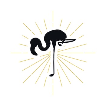 Retro flamingo silhouette icon. Tropics symbol. Exotic logo or icon. Vector