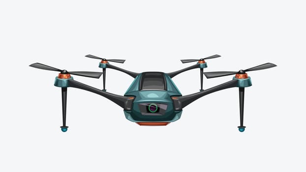 illustration of colorful modern front view drone isolated on white background