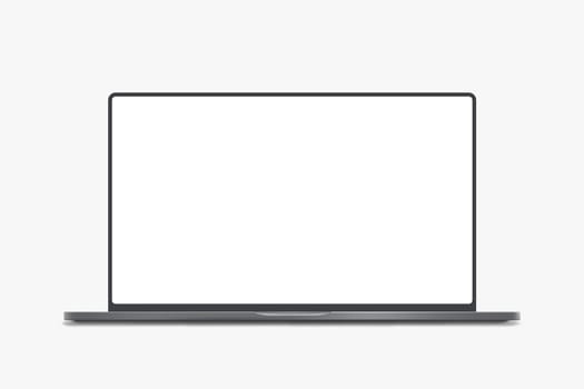 illustration of open modern realistic laptop with shadow on white background