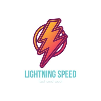 Thunder cartoon color illustration. Lightning speed lettering. Speed, energy hand drawn symbol