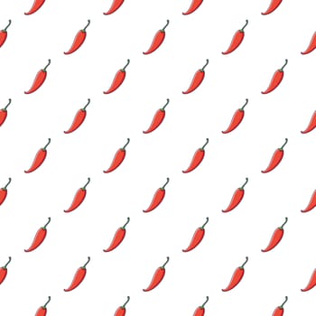 Cute Red Chili Pepper seamless pattern in doodle style. Vector hand drawn cartoon Red Chili Pepper illustration. Hand drawn Sketch of Red Chili Pepper. Pattern for kids clothes.