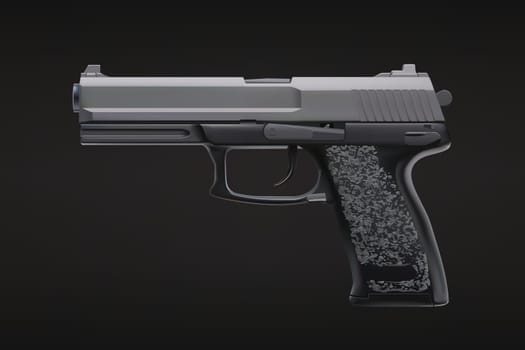 illustration of realistic modern gun on black background