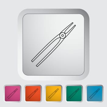 Tong. Single flat icon on the button. Vector illustration.