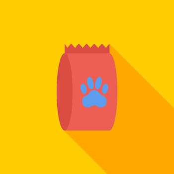 Pet food bag icon. Flat vector related icon with long shadow for web and mobile applications. It can be used as - logo, pictogram, icon, infographic element. Vector Illustration.