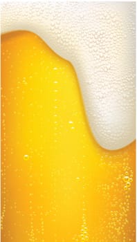 illustration of yellow vector beer background with a lot of bubbles