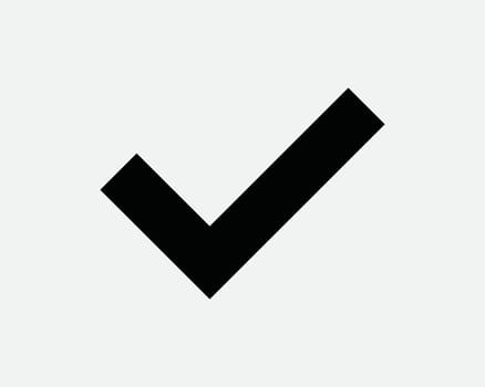 Correct Icon. Tick Check Checkmark Verified Correct Right Vote Approved Confirm Accepted. Black White Sign Symbol Artwork Graphic Clipart EPS Vector