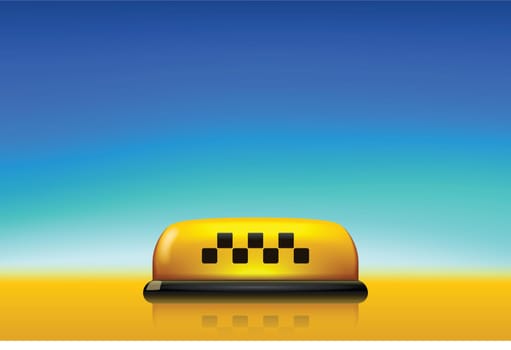 illustration of taxi sign on yellow surface with blue sky
