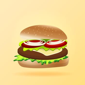 Juicy burger on delicious background for advertising vector image