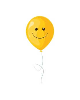 Air balloon. A smiling yellow balloon. A balloon for a holiday. Vector illustration in cartoon style, isolated on a white background. Holiday. For children, for adults. Joy