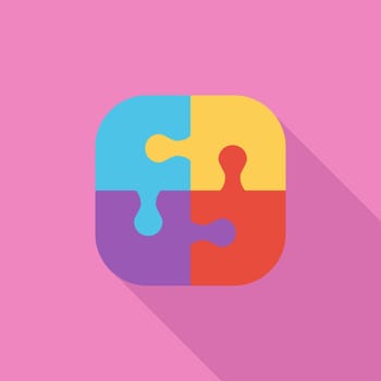 Puzzle icon. Flat vector related icon with long shadow for web and mobile applications. It can be used as - logo, pictogram, icon, infographic element. Vector Illustration.