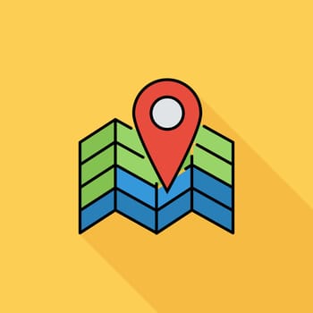 Map pointer icon. Flat vector related icon with long shadow for web and mobile applications. It can be used as - logo, pictogram, icon, infographic element. Vector Illustration.