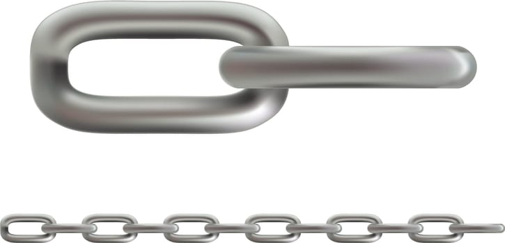 illustration of set realistic steel chain on white background