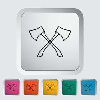 Axe outline icon on the button. Vector illustration.