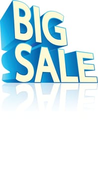 illustration of big sale words with reflection on white background