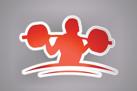 illustration of sport or fitness paper icon with silhouettes and shadow on grey background