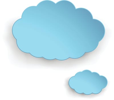 illustration of paper blue color clouds set with different shapes