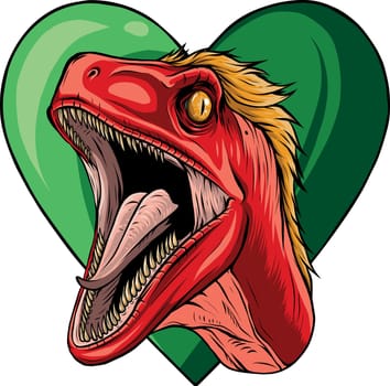 illustration of Raptor head with heart sign