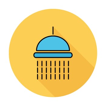 Shower. Single flat color icon on the circle. Vector illustration.