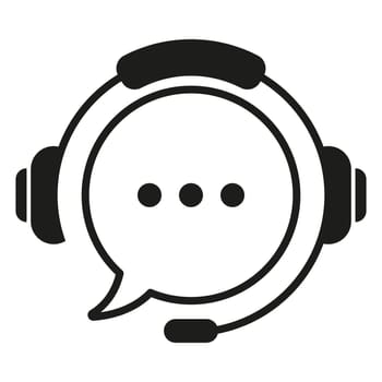 Customer Support Service Line Icon. Online Help and Call Center Outline Pictogram. Headset Icon. Hotline or Helpline Concept. Isolated Vector Illustration.