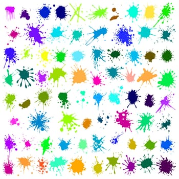 Splashes. Blotter spots. Colored liquid paint splash or ink splatter. Abstract grunge background. Vector illustration