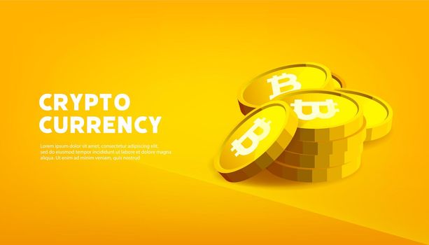 Bitcoin BTC banner. Bitcoin cryptocurrency concept banner background.
