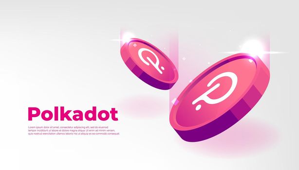 Polkadot coin banner. DOT coin cryptocurrency concept banner background.