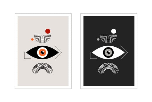 Bauhaus eye. Two abstract vertical posters.