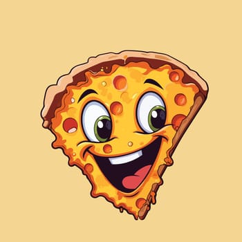 Happy face cheer pizza cartoon