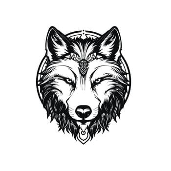 black wolf face tattoo design