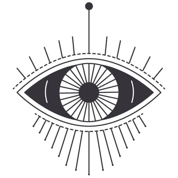 Seeing eye with lines, isolated icon of masonry and witchcraft. Freemason and esoteric signs. Esoteric and occult powers, amulet. Mystic and magical symbol, vector colorless art in flat style