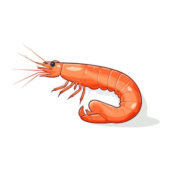Shrimp image isolated. Shrimp icon. Cute red prawn in flat design. Vector illustration