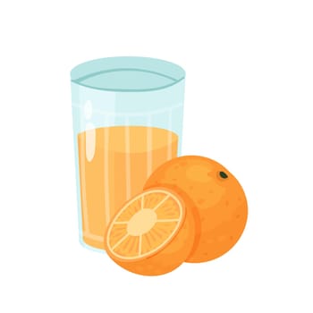 Breakfast meal and juice drink. Morning natural orange beverage and dish isolated illustration