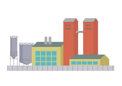 Industrial commercial building. Urban manufacturing factory, enterprise warehouse vector illustration
