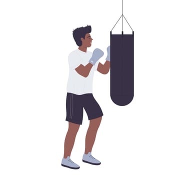 Boxing sport leisure activity. Fitness training, healthy and active lifestyle vector illustration