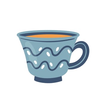 Breakfast retro tea cup. Hot drink mug, english tea ceremony vector illustration