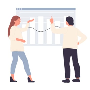 Financial management teamwork. Processing and monitoring economic data vector illustration