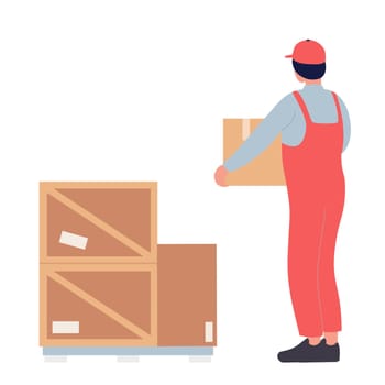 Storekeeper supply warehouse. Logistic shipping service, store manager vector illustration