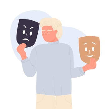 Personality disorder problem. Mental illness, many personality vector illustration
