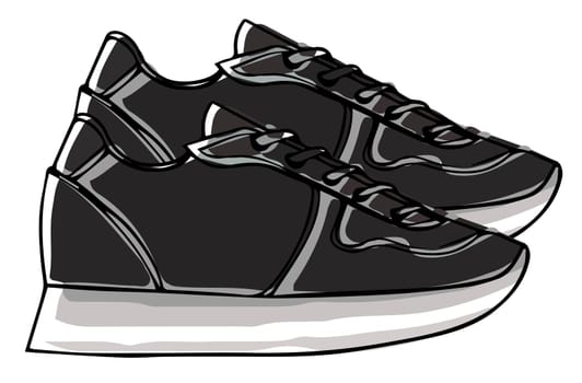 Trendy footwear for women or men, stylish shoes on massive platform. Isolated sneakers for running or working out. Modern fashionable clothes. Urban apparel and outfits. Vector in flat style